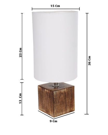 Modern Zen Wooden Lampshade Nightstand Lamps, Antique Base E27 Creative Reading Bedside Lamps Ideal for Bedroom, Cube