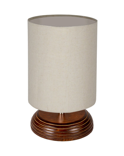 Modern Antique E27 Base Pebble Zen Wooden Table Lamp With Lampshade Nightstand Lamp