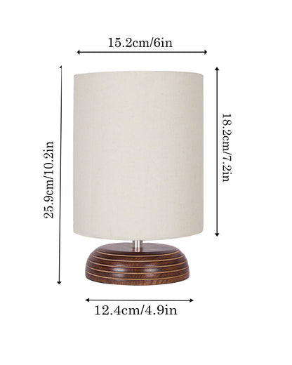 Modern Antique E27 Base Pebble Zen Wooden Table Lamp With Lampshade Nightstand Lamp