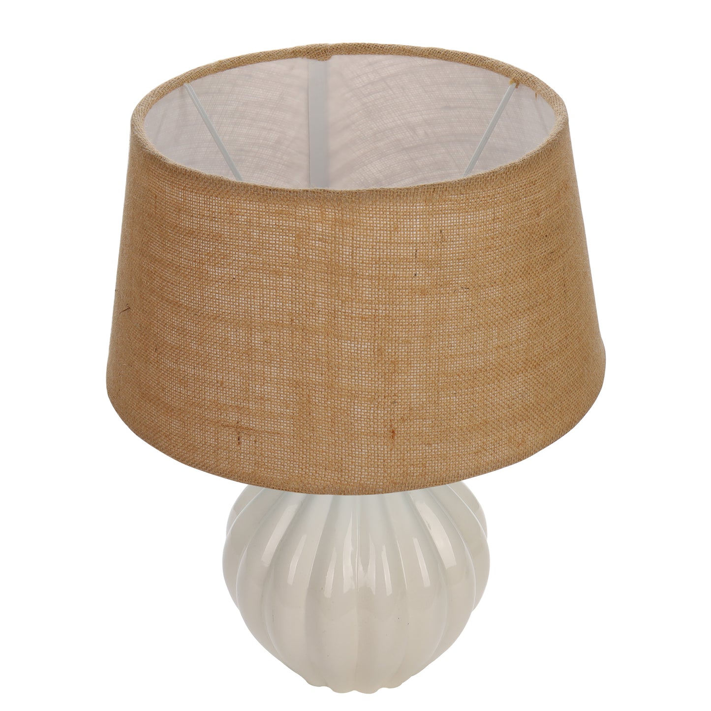 Home Traditional Ribbed Strip Pattern Ceramic Table Lamp For Living Room Table Desk Lamp With Shade