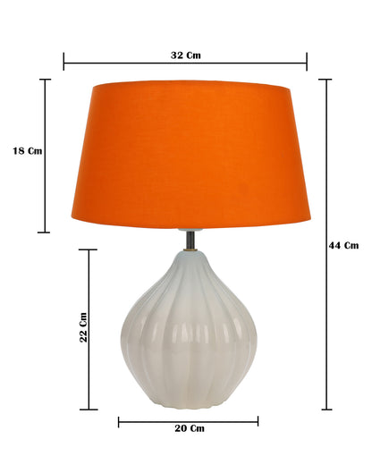 Home Traditional Ribbed Strip Pattern Ceramic Table Lamp For Living Room Table Desk Lamp With Shade