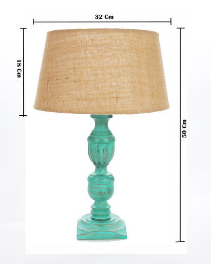 Rustic Algae French Trophy Carved Table lamp with Empire Jute Shade