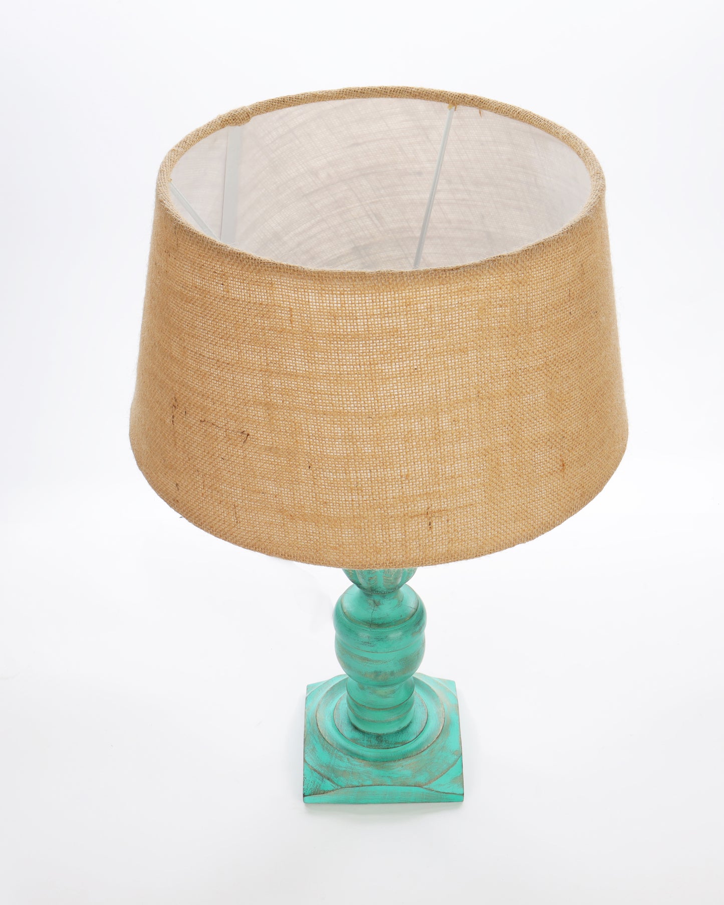 Rustic Algae French Trophy Carved Table lamp with Empire Jute Shade