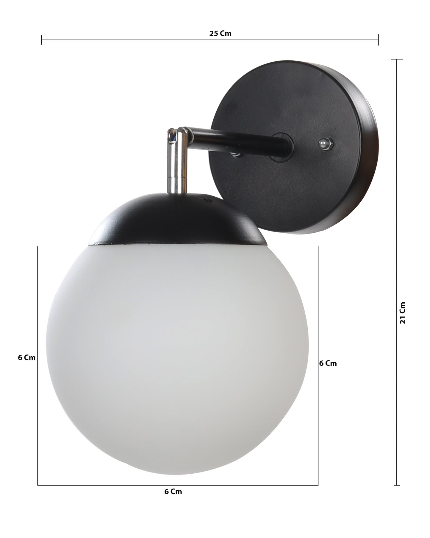 Modern Glass Wall Lamp, Wall Mounted Sconces,Mid-Century Bedroom Bedside 180 degree Movement Light Matt black, Single Globe
