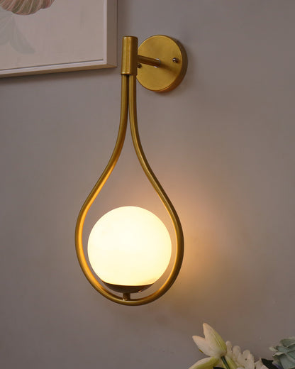 Modern Glass Wall Lamp, Wall Mounted Sconces,Mid-Century Bedroom Bedside Movement Light Gold, Water Drop