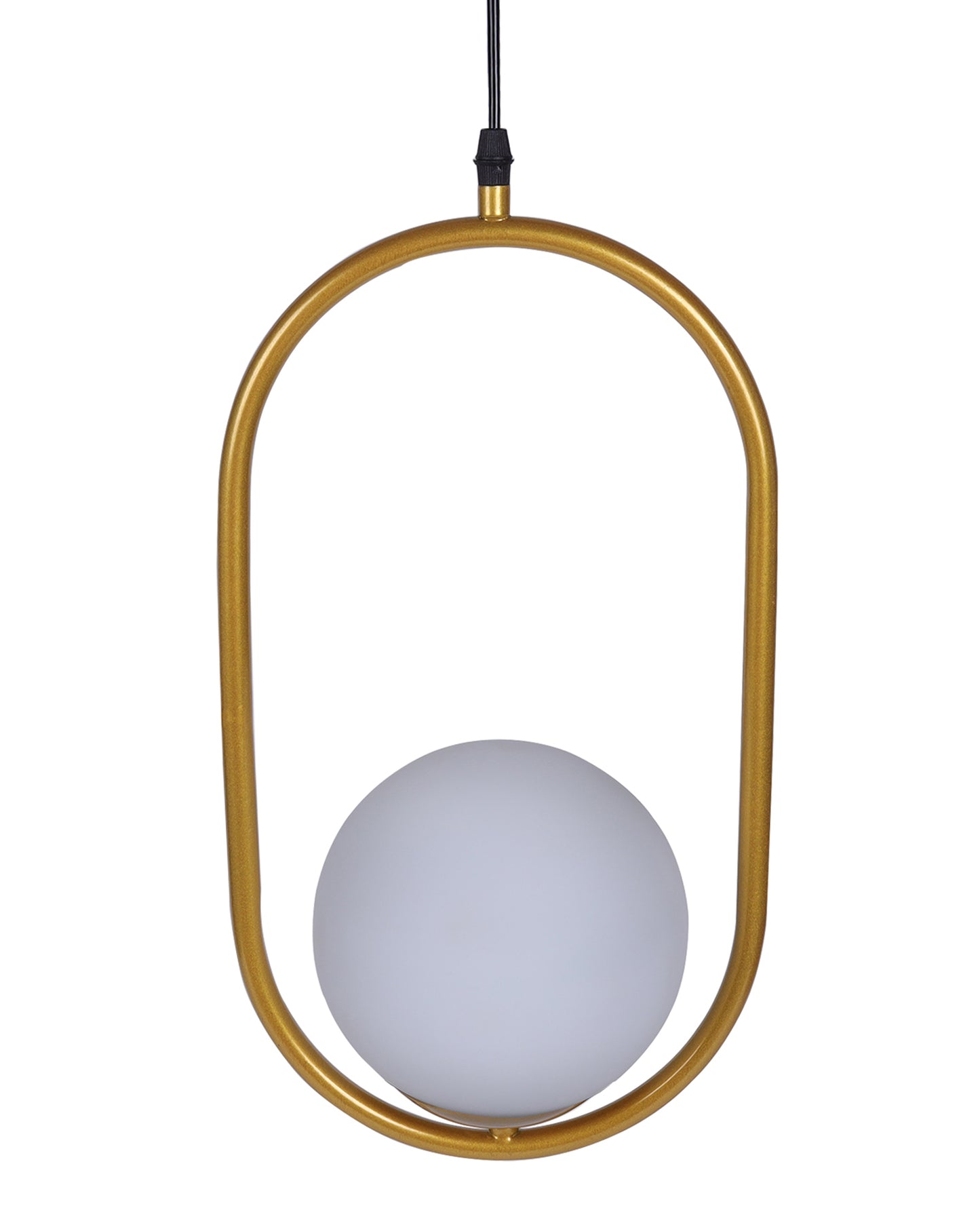 Mid Century Modern Light Chandelier Lighting, White Frosted Glass Globe Lampshade Pendant Indoor Hanging Light Fixture, Golden Oval