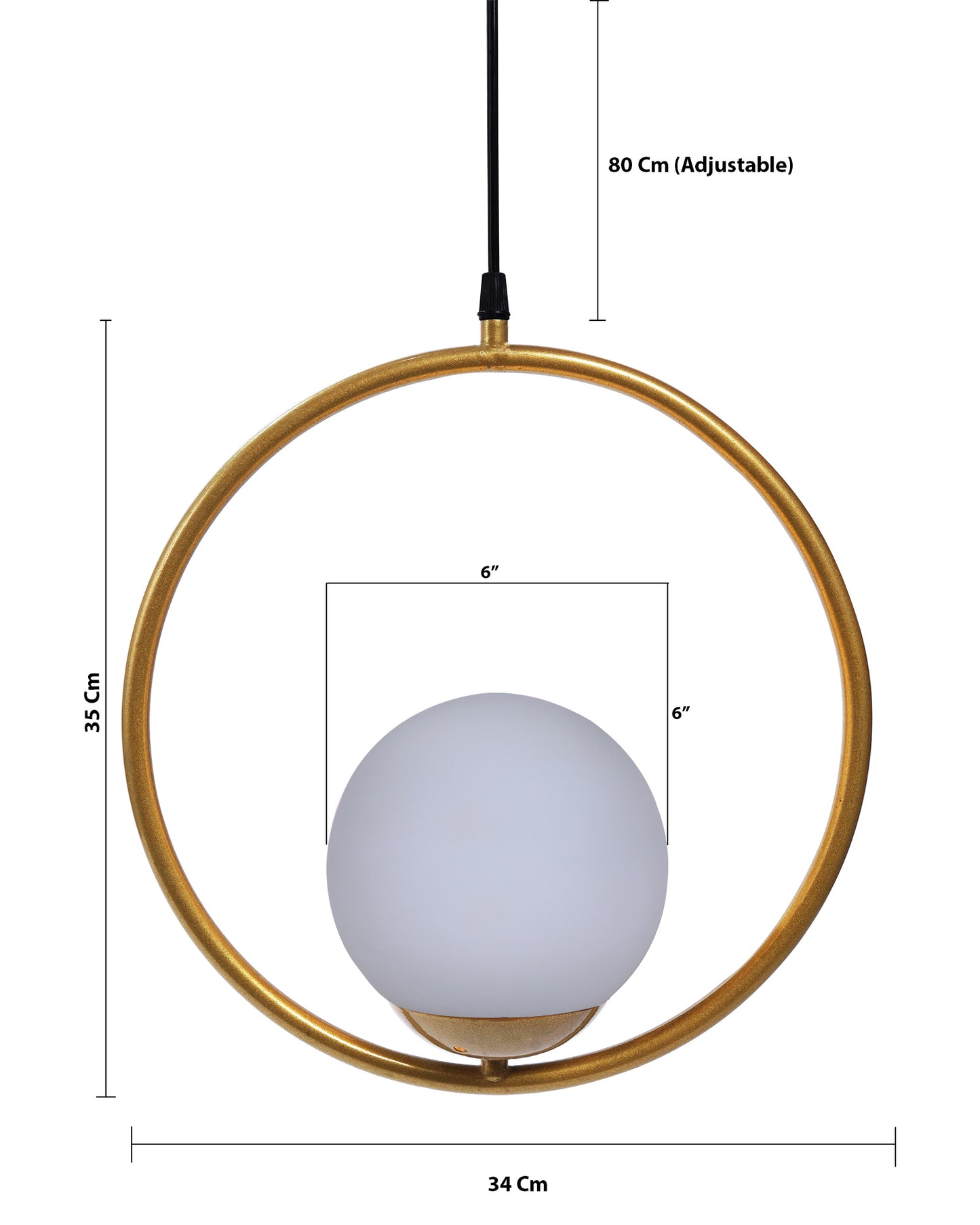 Mid Century Modern Light Chandelier Lighting, White Frosted Glass Globe Lampshade Pendant Indoor Hanging Light Fixture, Golden Round