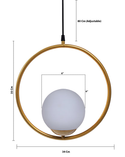 Mid Century Modern Light Chandelier Lighting, White Frosted Glass Globe Lampshade Pendant Indoor Hanging Light Fixture, Golden Round