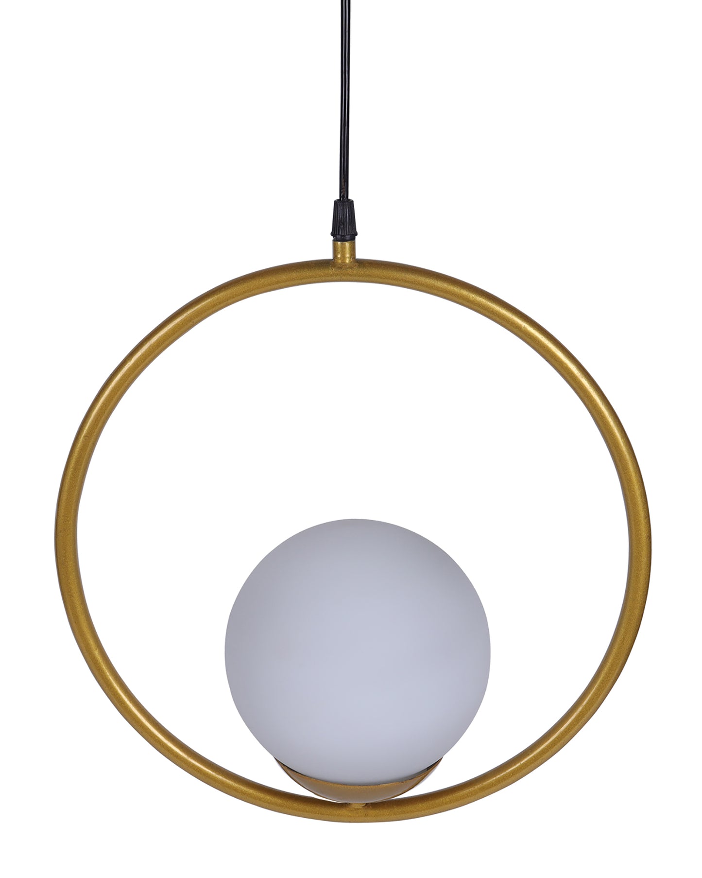 Mid Century Modern Light Chandelier Lighting, White Frosted Glass Globe Lampshade Pendant Indoor Hanging Light Fixture, Golden Round