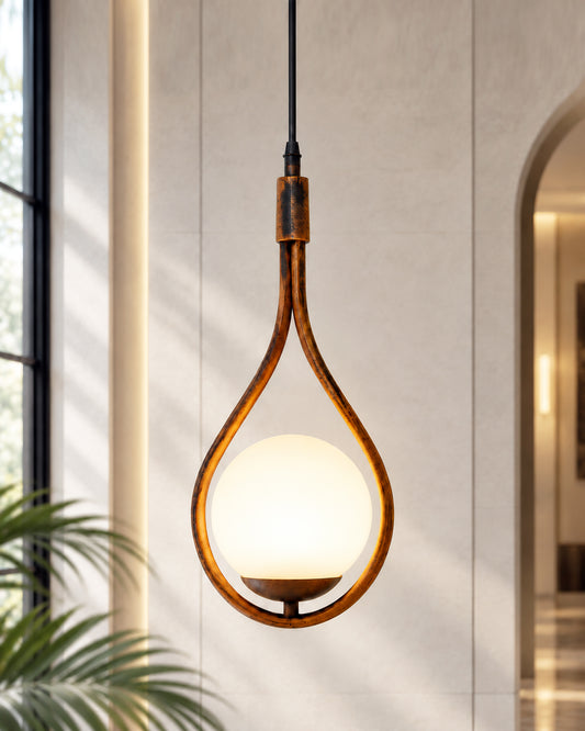 Mid Century Modern Light Chandelier Lighting, White Frosted Glass Globe Lampshade Pendant Indoor Hanging Light Fixture, Rubbed Bronze water drop