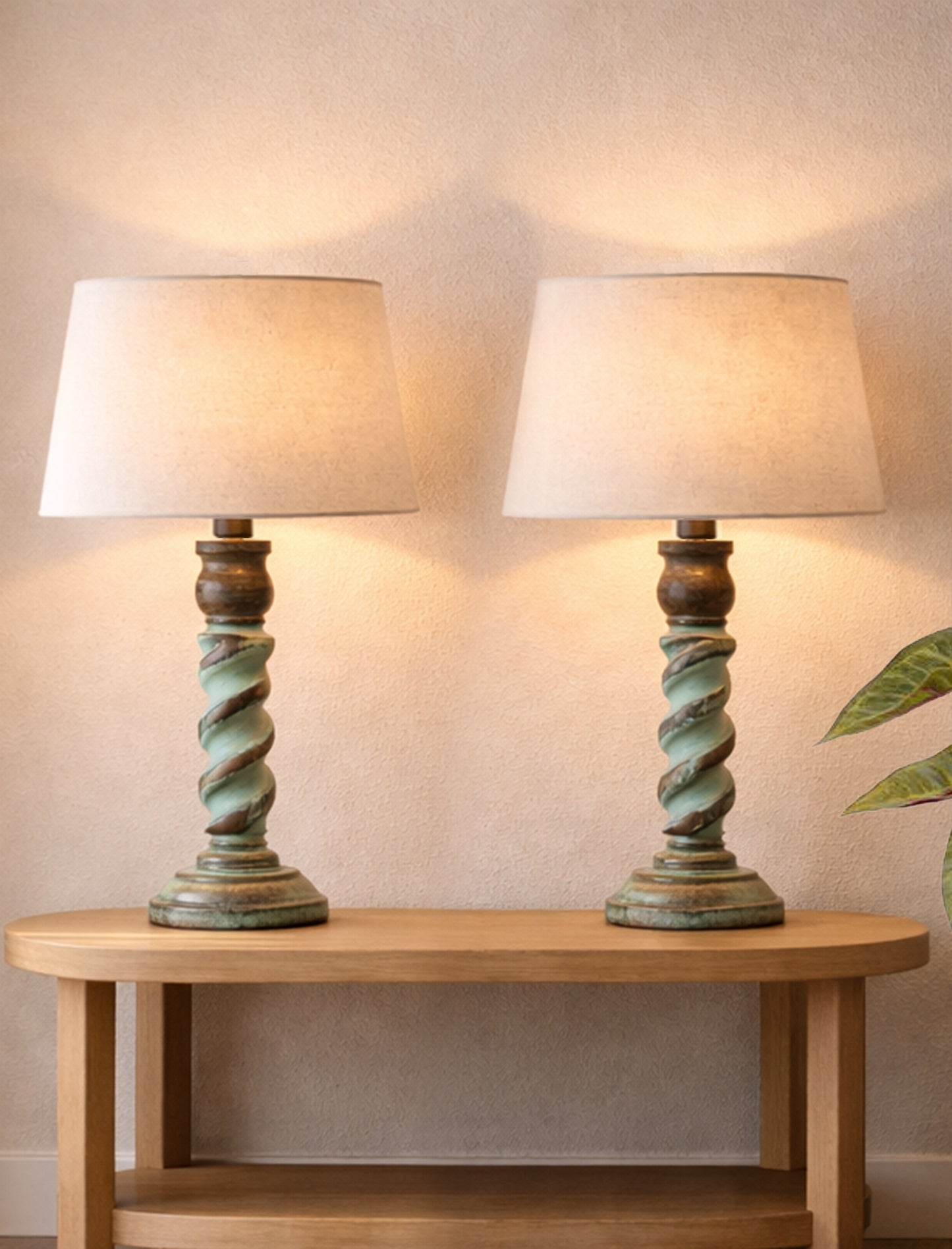 Signature Rustic Table Lamp set of 2, farmhouse Living Room Bedroom House Bedside Nightstand Home Office Reading Light,Rope