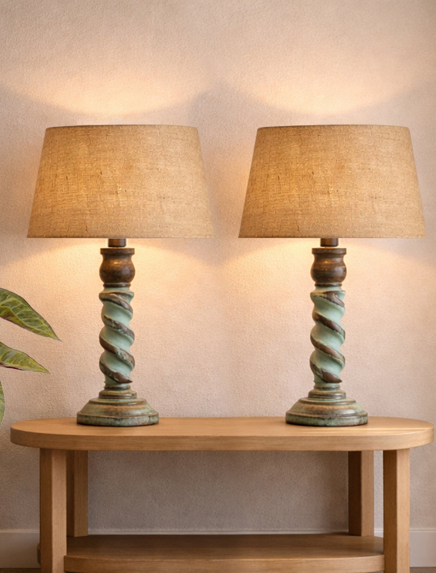 Signature Rustic Table Lamp set of 2, farmhouse Living Room Bedroom House Bedside Nightstand Home Office Reading Light,Rope