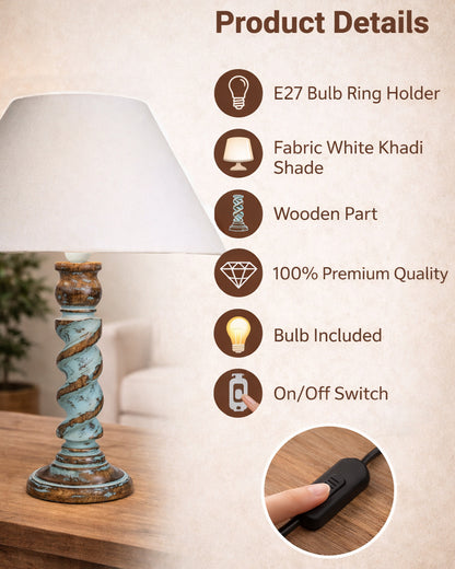 Signature Rustic Table Lamp set of 2, farmhouse Living Room Bedroom House Bedside Nightstand Home Office Reading Light, Rope Distress