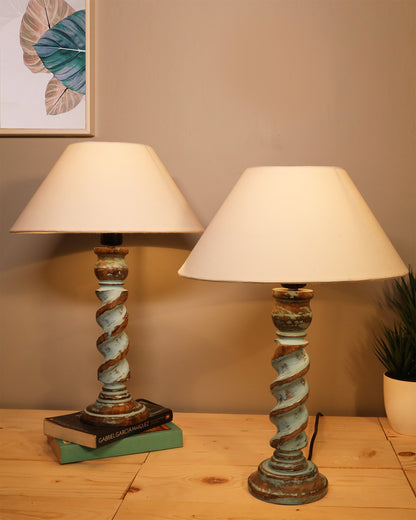 Signature Rustic Table Lamp set of 2, farmhouse Living Room Bedroom House Bedside Nightstand Home Office Reading Light, Rope Distress
