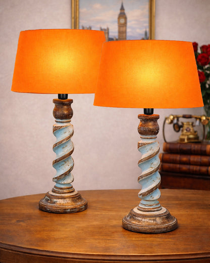 Signature Rustic Table Lamp set of 2, farmhouse Living Room Bedroom House Bedside Nightstand Home Office Reading Light, Rope Distress