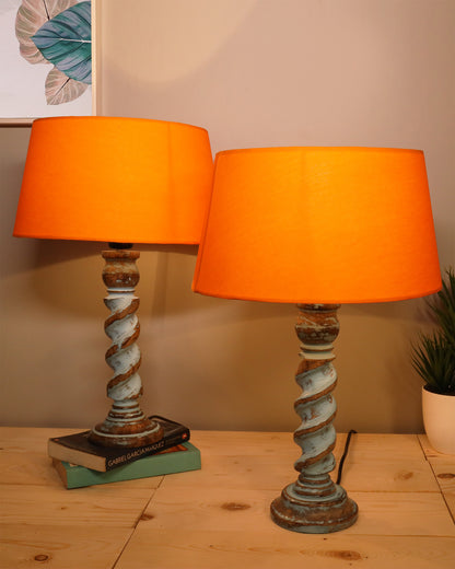 Signature Rustic Table Lamp set of 2, farmhouse Living Room Bedroom House Bedside Nightstand Home Office Reading Light, Rope Distress
