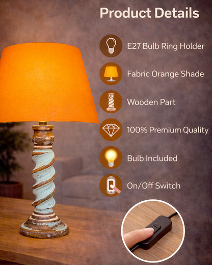 Signature Rustic Table Lamp set of 2, farmhouse Living Room Bedroom House Bedside Nightstand Home Office Reading Light, Rope Distress