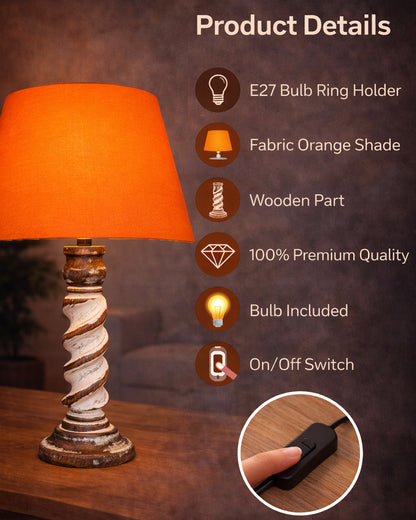 Signature Rustic Table Lamp set of 2, farmhouse Living Room Bedroom House Bedside Nightstand Home Office Reading Light, Rope Whitewash