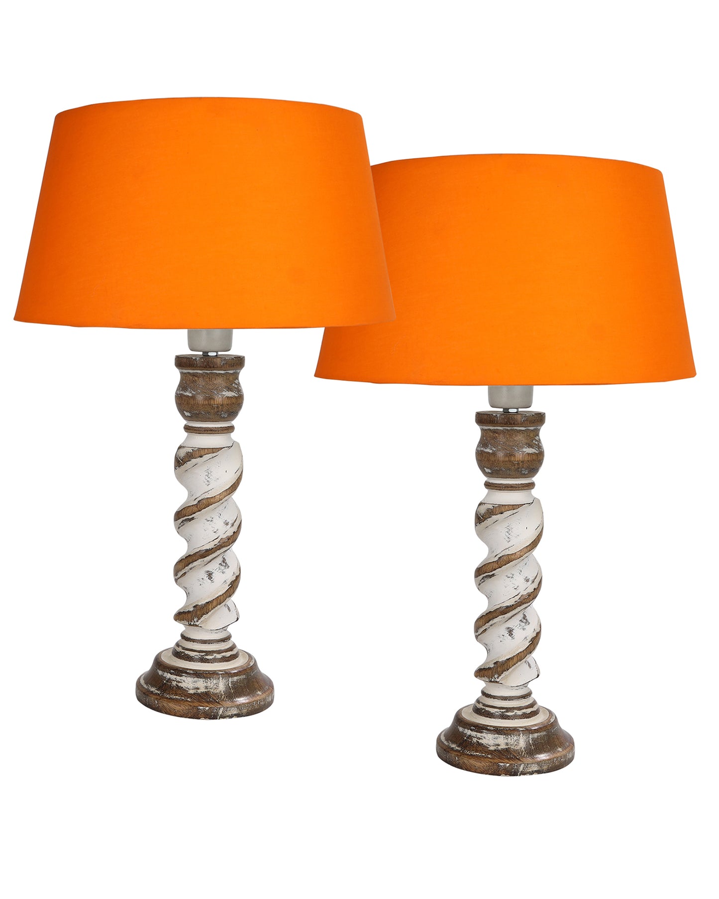 Signature Rustic Table Lamp set of 2, farmhouse Living Room Bedroom House Bedside Nightstand Home Office Reading Light, Rope Whitewash