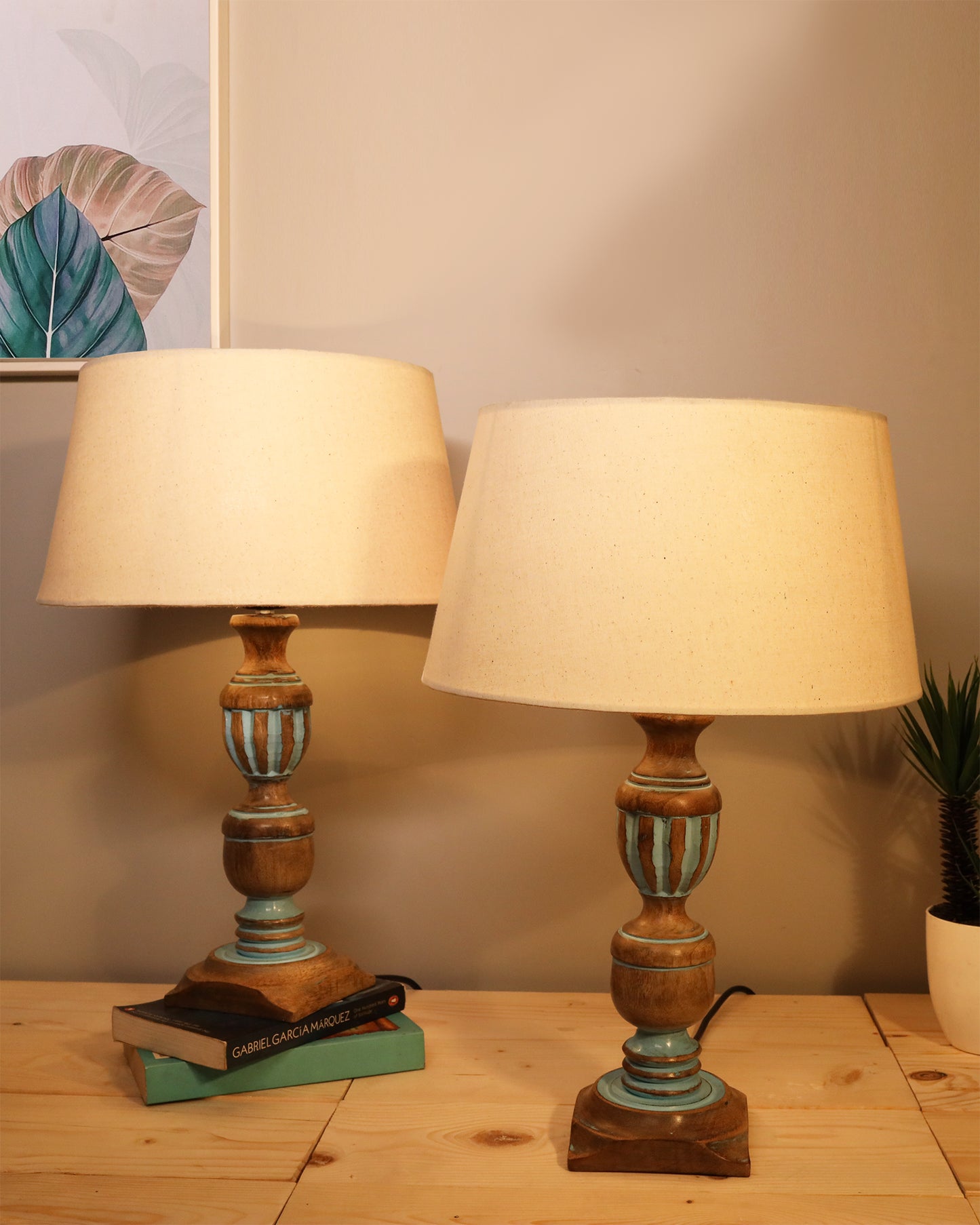 Signature Rustic Table Lamp set of 2, farmhouse Living Room Bedroom House Bedside Nightstand Home Office Reading Light, Cubist