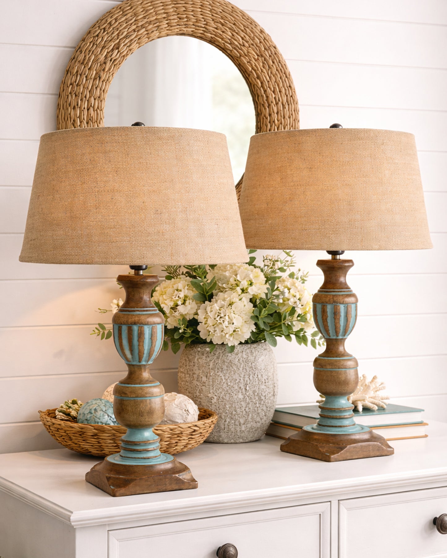 Signature Rustic Table Lamp set of 2, farmhouse Living Room Bedroom House Bedside Nightstand Home Office Reading Light, Cubist