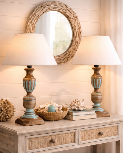 Signature Rustic Table Lamp set of 2, farmhouse Living Room Bedroom House Bedside Nightstand Home Office Reading Light, Cubist