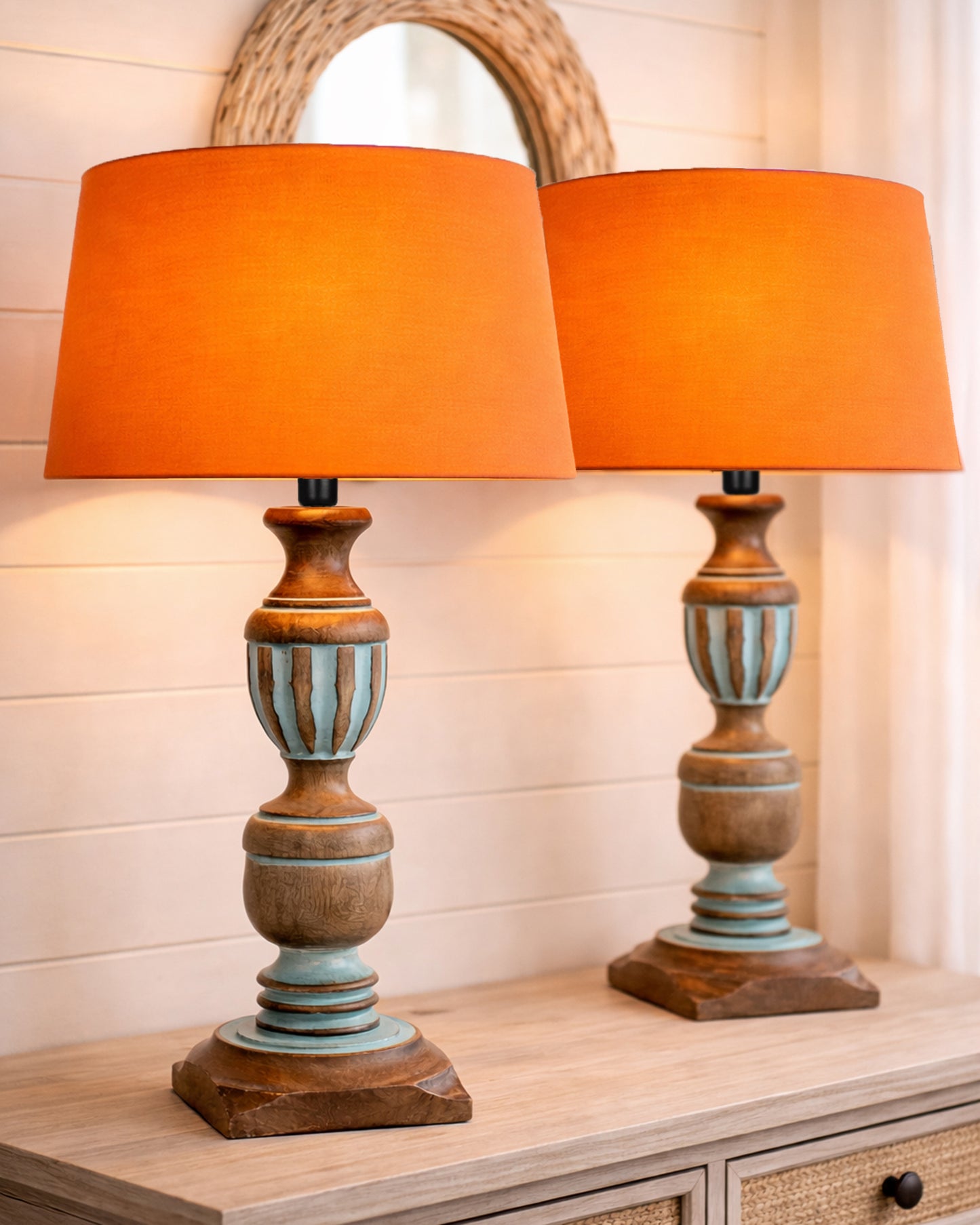 Signature Rustic Table Lamp set of 2, farmhouse Living Room Bedroom House Bedside Nightstand Home Office Reading Light, Cubist