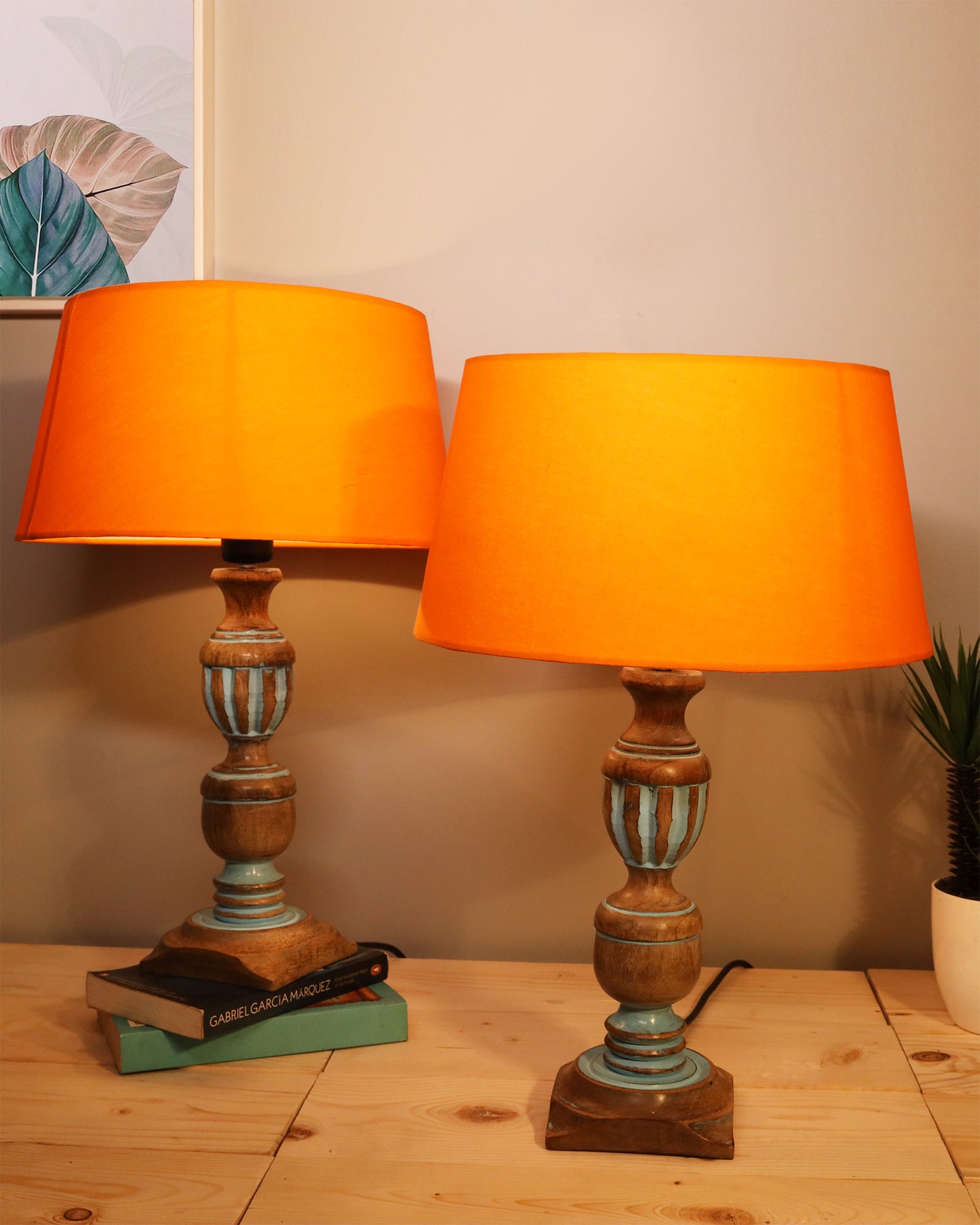 Signature Rustic Table Lamp set of 2, farmhouse Living Room Bedroom House Bedside Nightstand Home Office Reading Light, Cubist