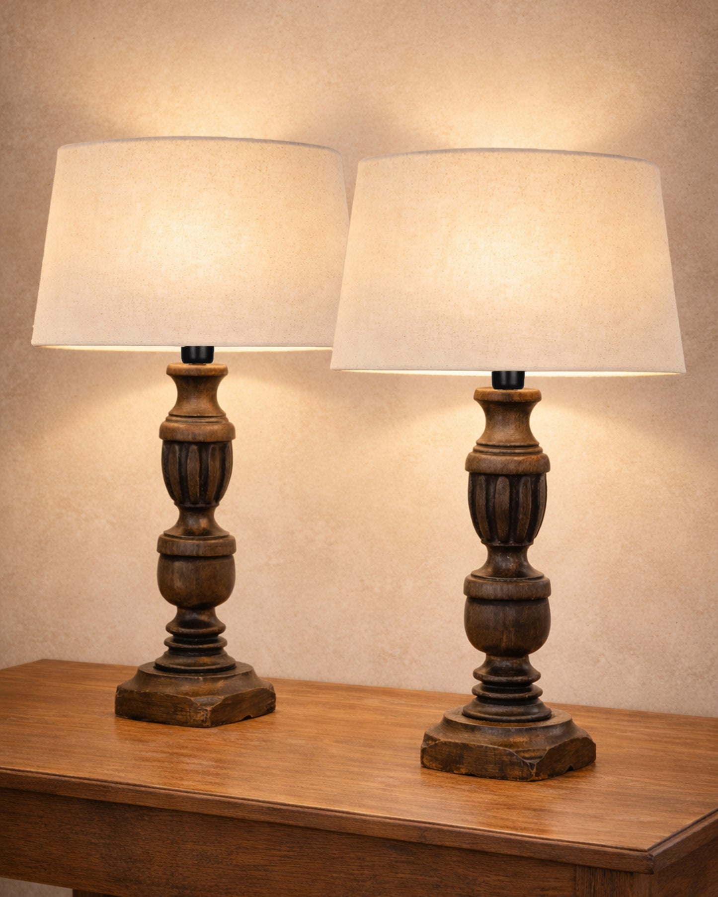 Signature Rustic Table Lamp set of 2, farmhouse Living Room Bedroom House Bedside Nightstand Home Office Reading Light, Cubist