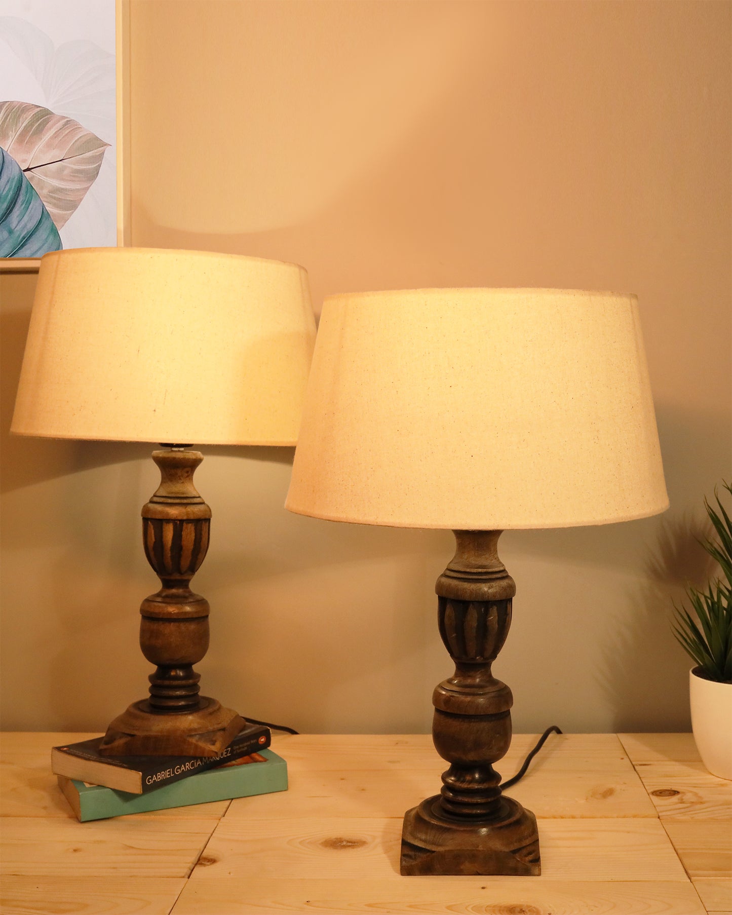 Signature Rustic Table Lamp set of 2, farmhouse Living Room Bedroom House Bedside Nightstand Home Office Reading Light, Cubist