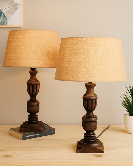 Signature Rustic Table Lamp set of 2, farmhouse Living Room Bedroom House Bedside Nightstand Home Office Reading Light, Cubist