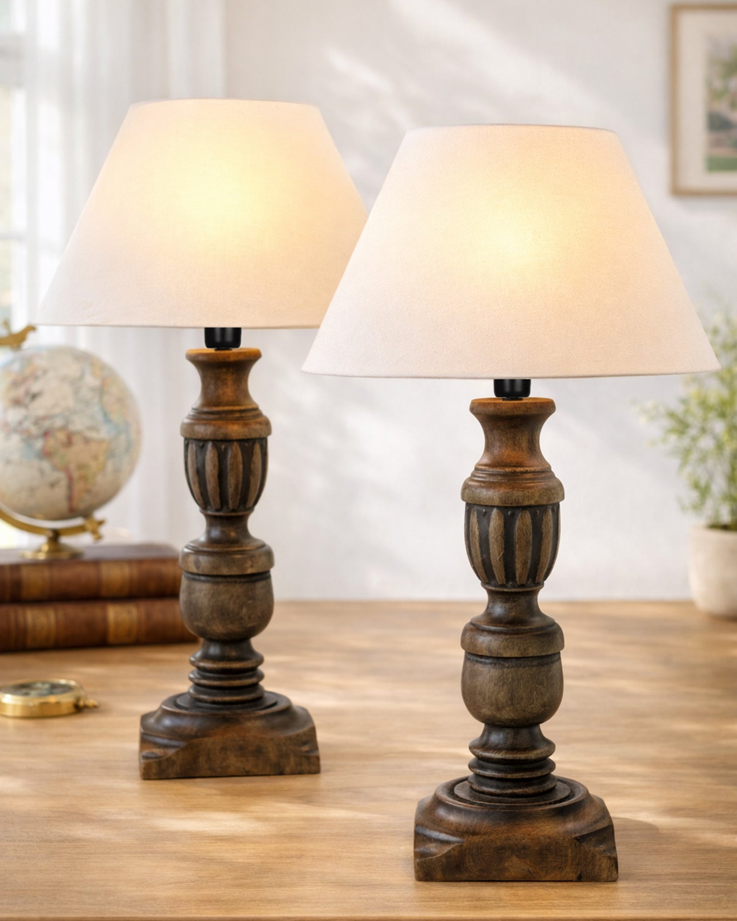 Signature Rustic Table Lamp set of 2, farmhouse Living Room Bedroom House Bedside Nightstand Home Office Reading Light, Cubist