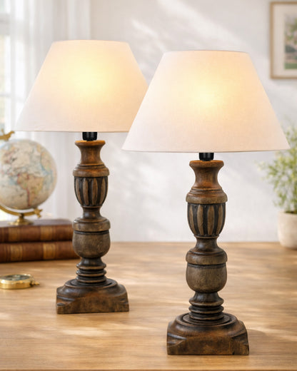 Signature Rustic Table Lamp set of 2, farmhouse Living Room Bedroom House Bedside Nightstand Home Office Reading Light, Cubist