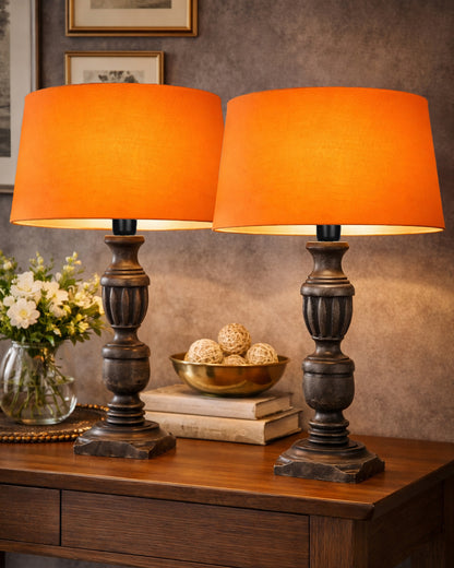 Signature Rustic Table Lamp set of 2, farmhouse Living Room Bedroom House Bedside Nightstand Home Office Reading Light, Cubist