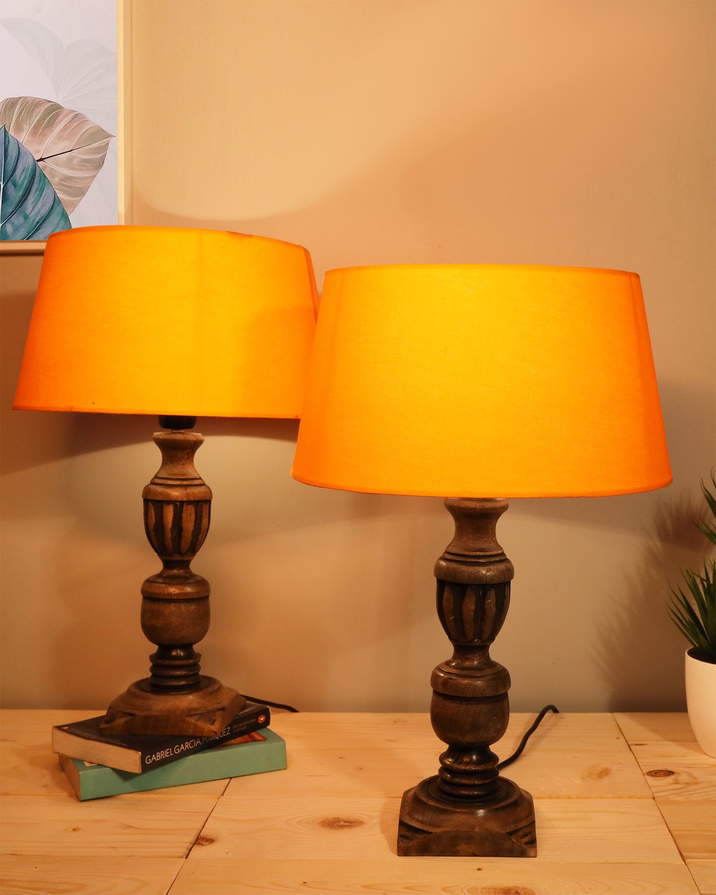 Signature Rustic Table Lamp set of 2, farmhouse Living Room Bedroom House Bedside Nightstand Home Office Reading Light, Cubist