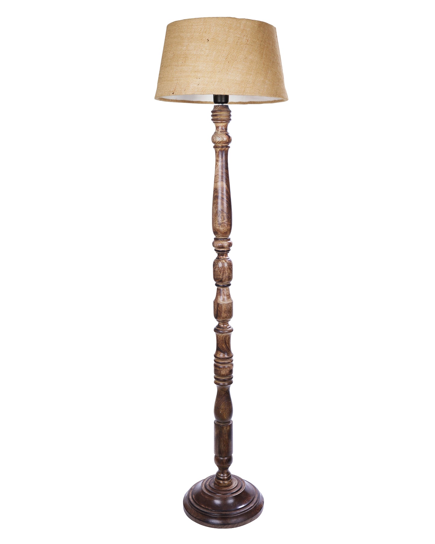 Classic Rustic Eclipse Black Finish Wooden Floor Lamp with Shade