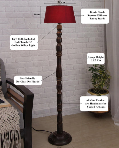 Classic Rustic Eclipse Black Finish Wooden Floor Lamp with Shade