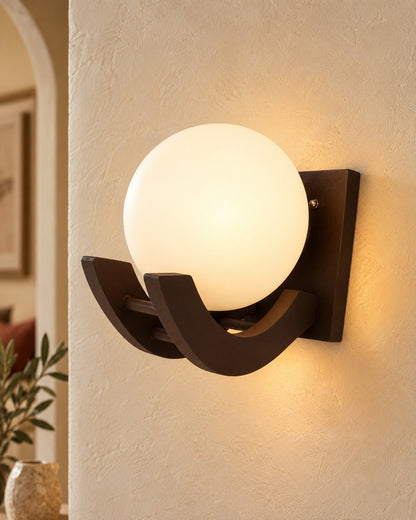 Brown & White Wood Gooseneck zedo Wall Lamp , Pack of 1