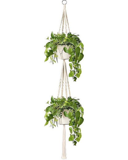 Macrame plant hanger, plant hangers indoor, hanging planters, Handmade weaving, hanging planters indoor, Natural organic cotton,hanging planters indoor, set of 2, Double