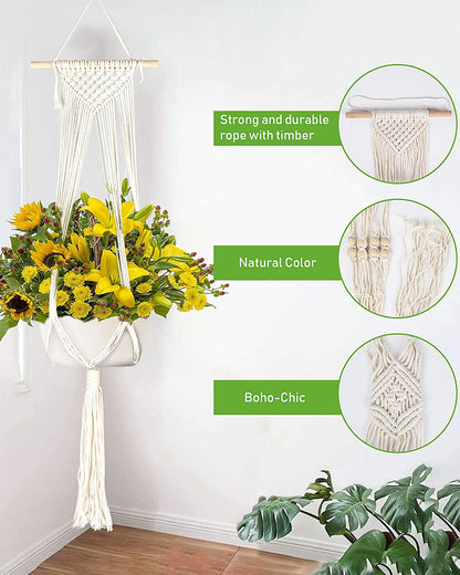 Macrame plant hanger, plant hangers indoor, hanging planters, Handmade weaving, hanging planters indoor, Natural organic cotton,hanging planters indoor, set of 2, Weaving