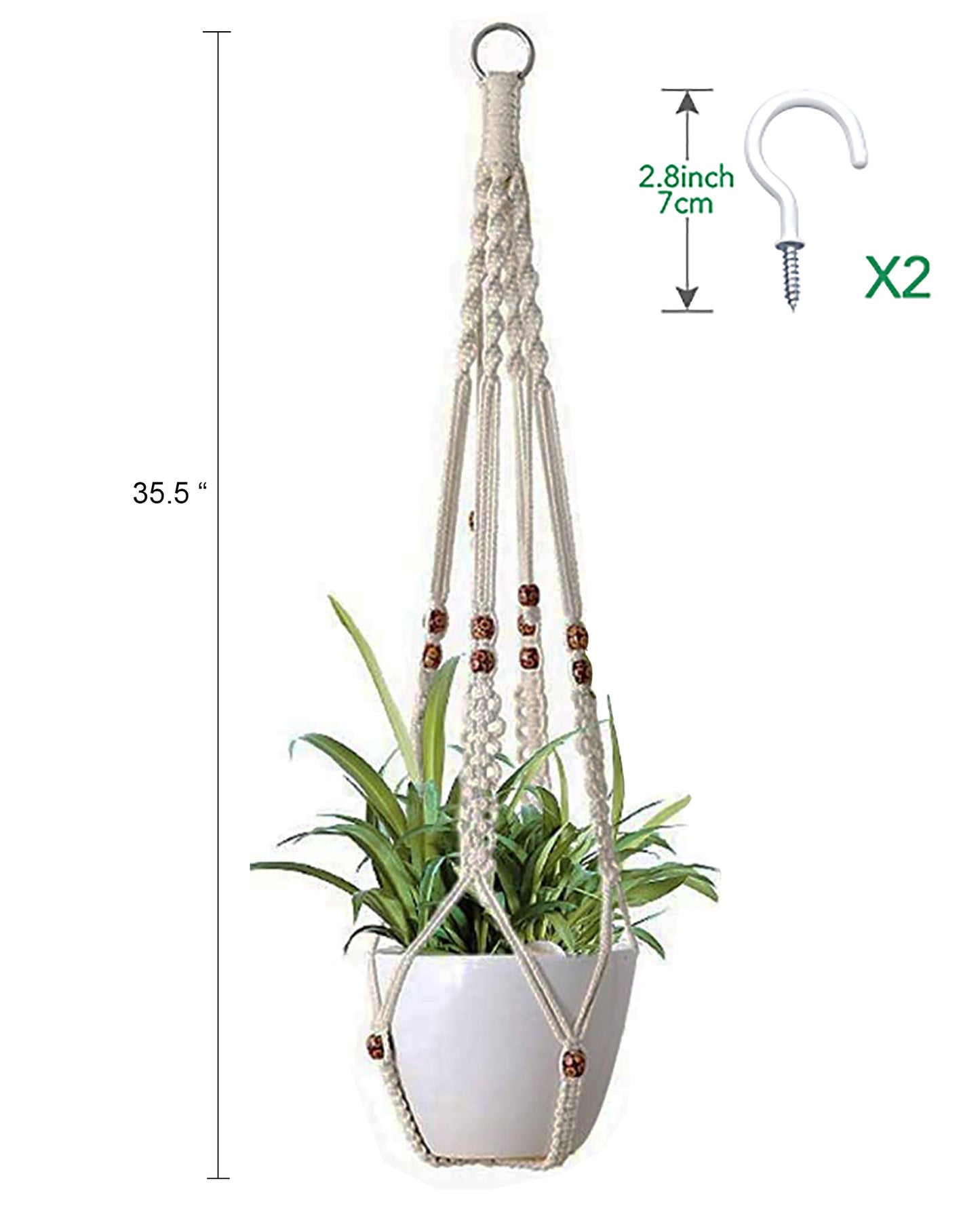 Macrame plant hanger, plant hangers indoor, hanging planters, Handmade weaving, hanging planters indoor, Natural organic cotton,hanging planters indoor, set of 2, Brown bead