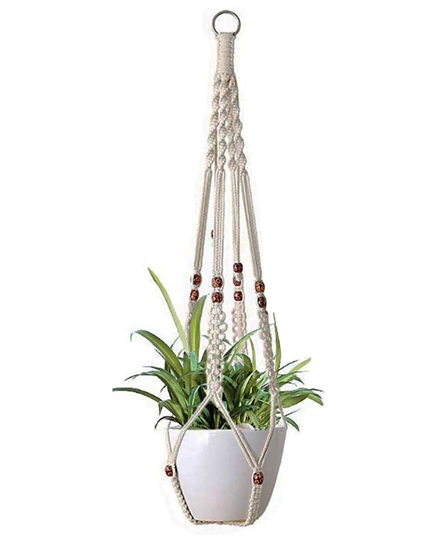 Macrame plant hanger, plant hangers indoor, hanging planters, Handmade weaving, hanging planters indoor, Natural organic cotton,hanging planters indoor, set of 2, Brown bead