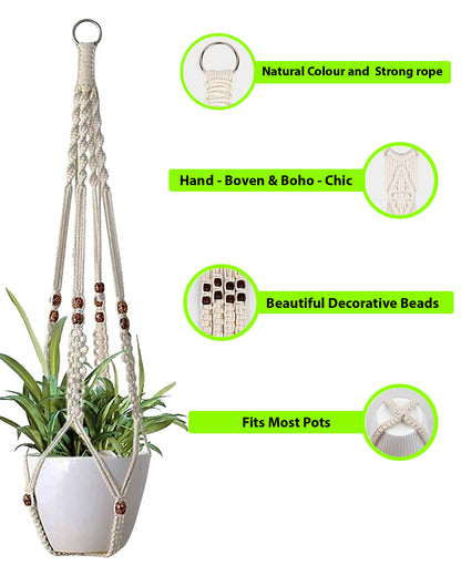 Macrame plant hanger, plant hangers indoor, hanging planters, Handmade weaving, hanging planters indoor, Natural organic cotton,hanging planters indoor, set of 2, Brown bead