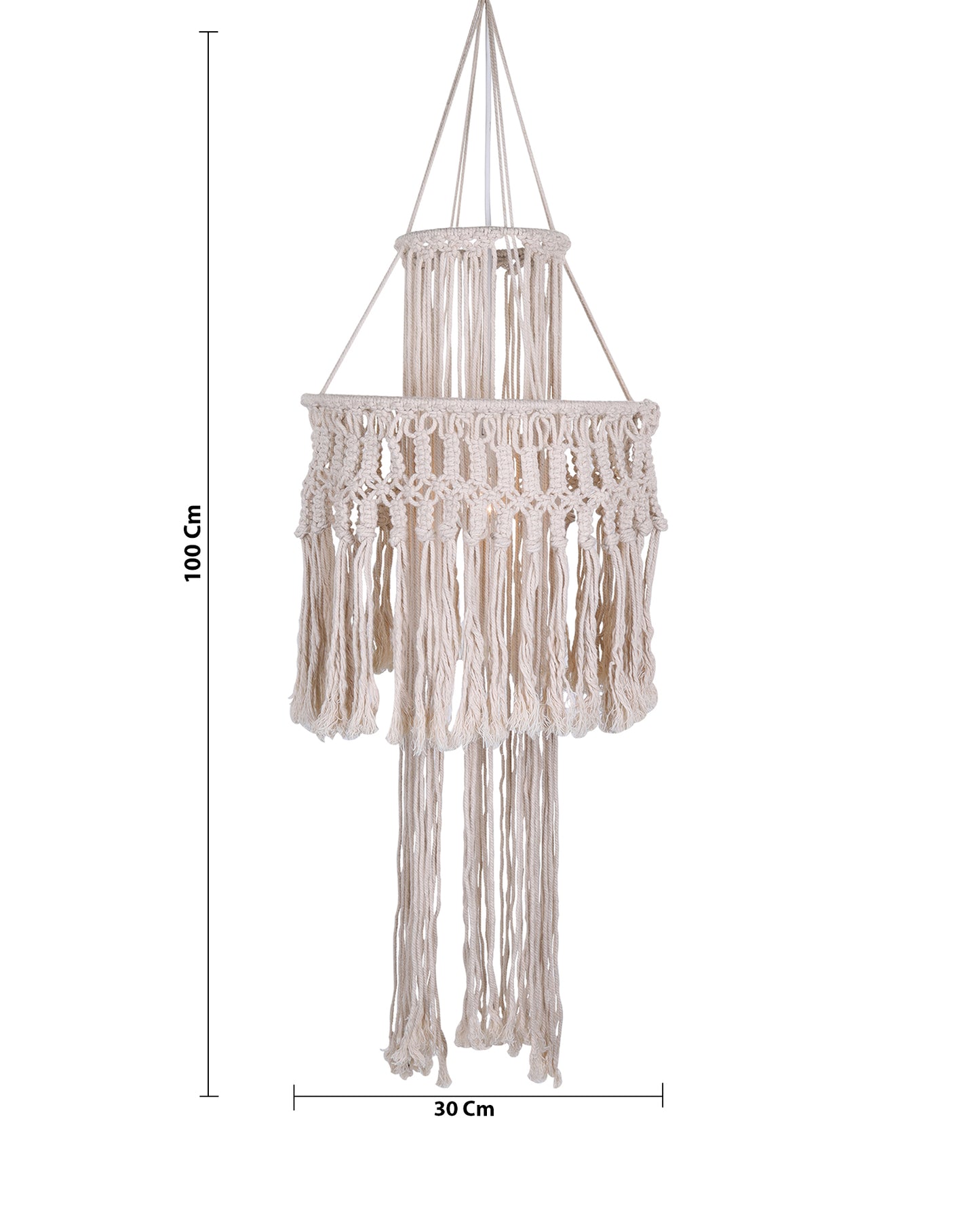 Macrame Lamp Shade Boho Hanging Pendant Light Cover,Handmade Woven Bohemian Decoration Chandelier Shade for Modern Office Bedroom Living Room Nursery Dorm, E27