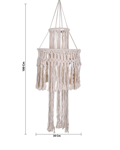 Macrame Lamp Shade Boho Hanging Pendant Light Cover,Handmade Woven Bohemian Decoration Chandelier Shade for Modern Office Bedroom Living Room Nursery Dorm, E27