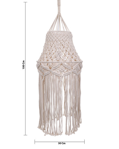 Macrame Lamp Shade Boho Hanging Pendant Light Cover,Handmade Woven Bohemian Decoration Chandelier Shade for Modern Office Bedroom Living Room Nursery Dorm, E27