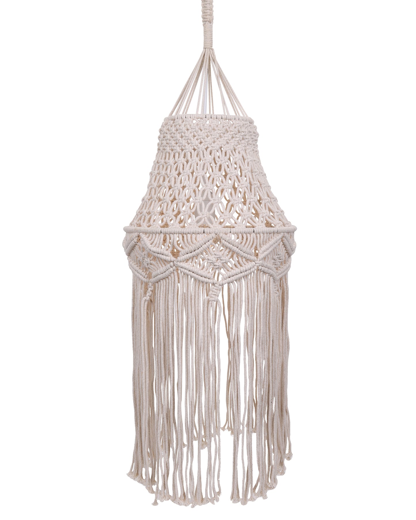 Macrame Lamp Shade Boho Hanging Pendant Light Cover,Handmade Woven Bohemian Decoration Chandelier Shade for Modern Office Bedroom Living Room Nursery Dorm, E27
