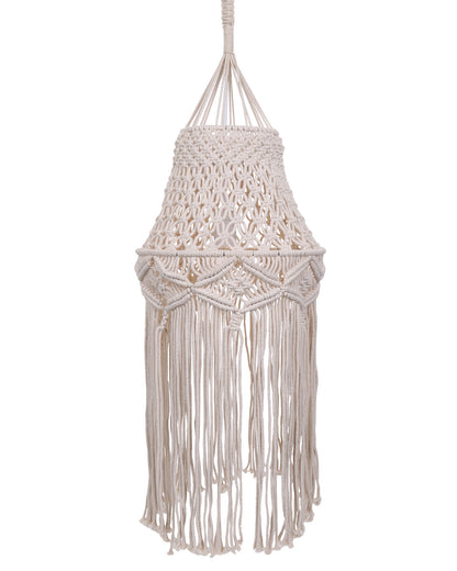 Macrame Lamp Shade Boho Hanging Pendant Light Cover,Handmade Woven Bohemian Decoration Chandelier Shade for Modern Office Bedroom Living Room Nursery Dorm, E27