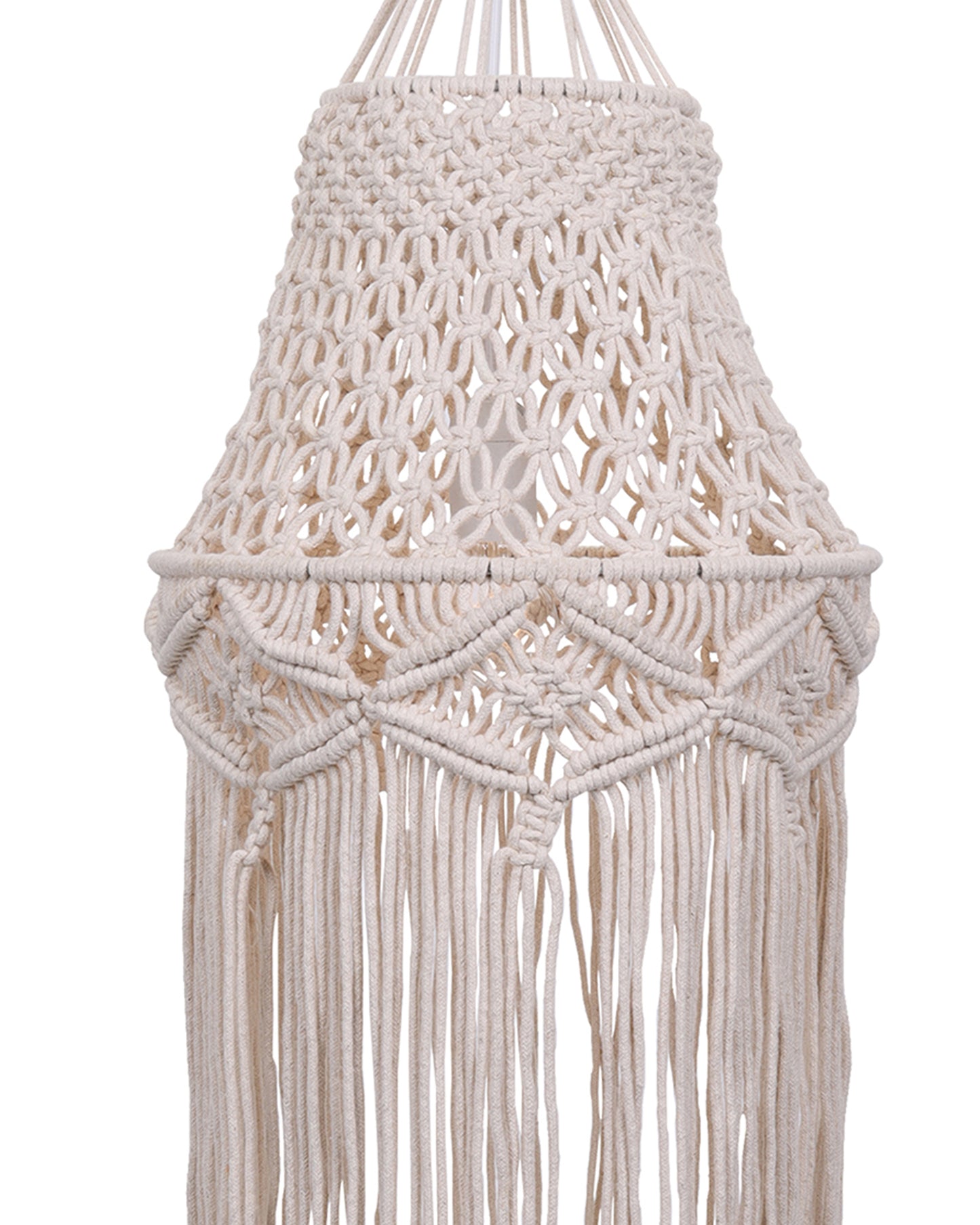 Macrame Lamp Shade Boho Hanging Pendant Light Cover,Handmade Woven Bohemian Decoration Chandelier Shade for Modern Office Bedroom Living Room Nursery Dorm, E27