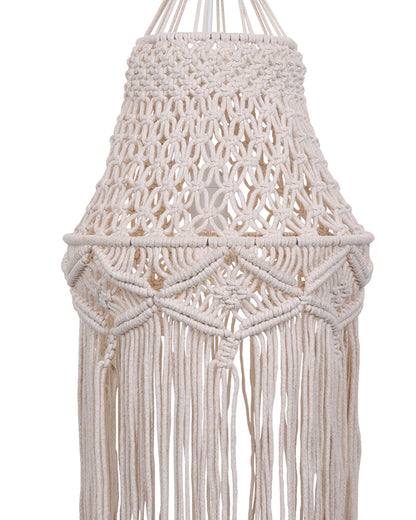 Macrame Lamp Shade Boho Hanging Pendant Light Cover,Handmade Woven Bohemian Decoration Chandelier Shade for Modern Office Bedroom Living Room Nursery Dorm, E27